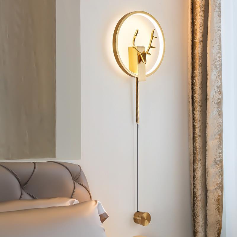Ưu đãi đặc biệt đèn tường phòng ngủ đèn cạnh giường ngủ hiện đại tối giản ánh sáng sang trọng tối giản sáng tạo Bắc Âu gạc đèn nền phòng ngủ chính phòng khách đèn tường