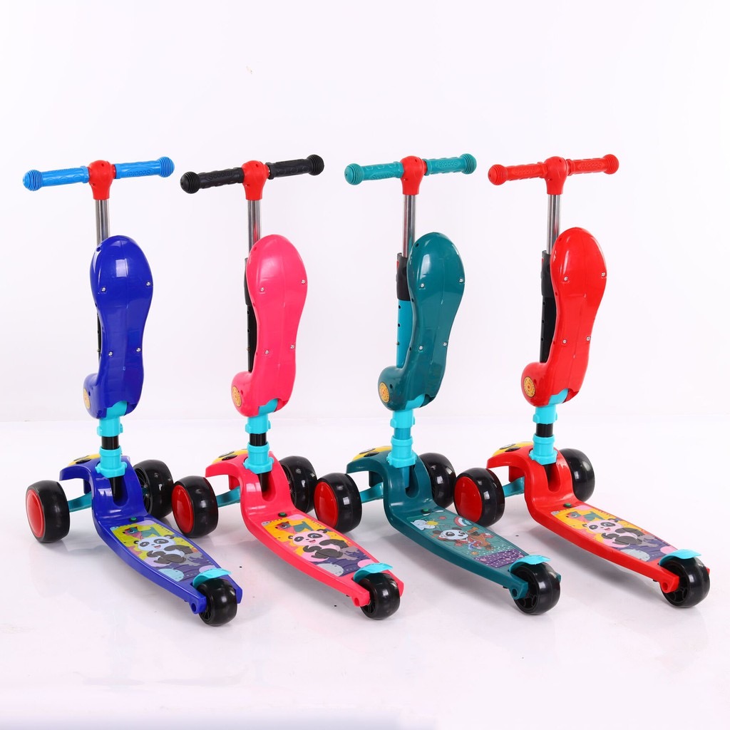 Xe Trượt Scooter Có Nhạc - Đèn - Ghế Gấp Gọn 3in1