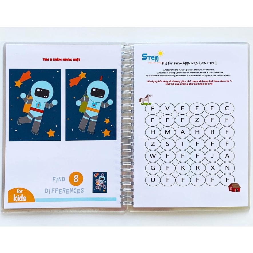 Bộ Học Liệu ️ Học Liệu Chủ Đề Bé Vui Vẻ Tập 1 + Bút Dạ ( Khổ A5 36 trang Viết Xóa Nhiều Lần )