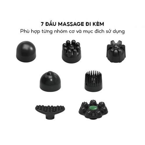 Máy massage cầm tay thư giãn toàn thân Nikio NK-177 - Pin sạc - 7 đầu massage