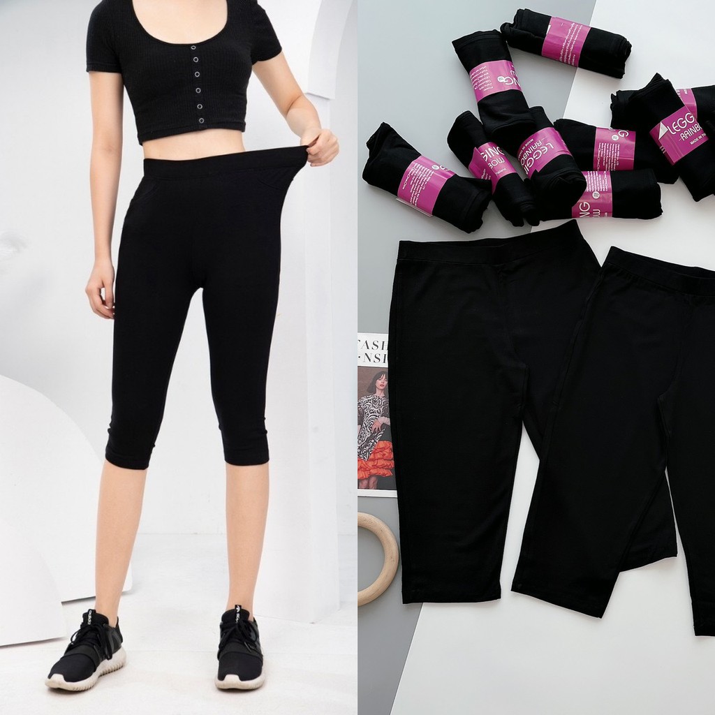 Quần legging cuộn Hồng NGỐ siêu co giãn thời trang