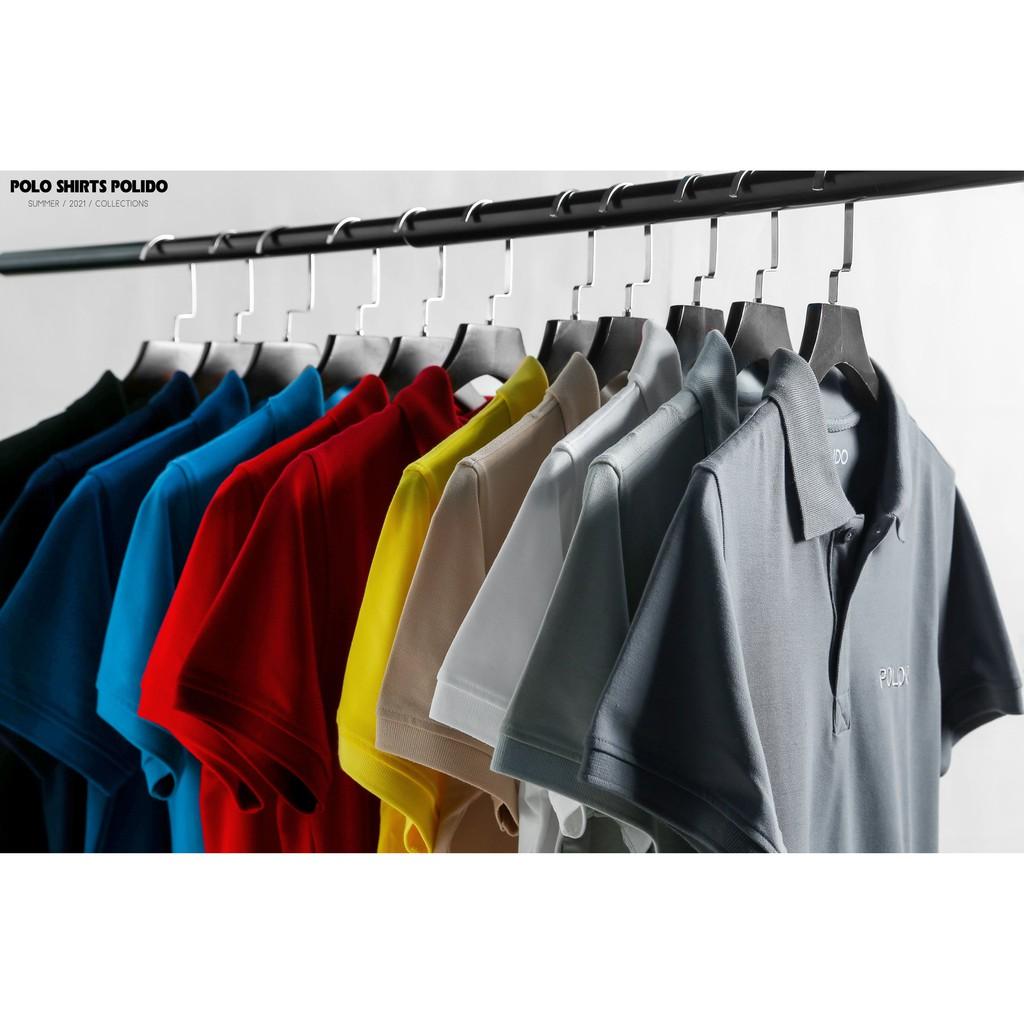 Áo Polo Nam Trơn Thêu Chữ POLIDO Màu Đỏ Đô Vải Cotton Co Giãn Form Slimfit - POLIDO MALL