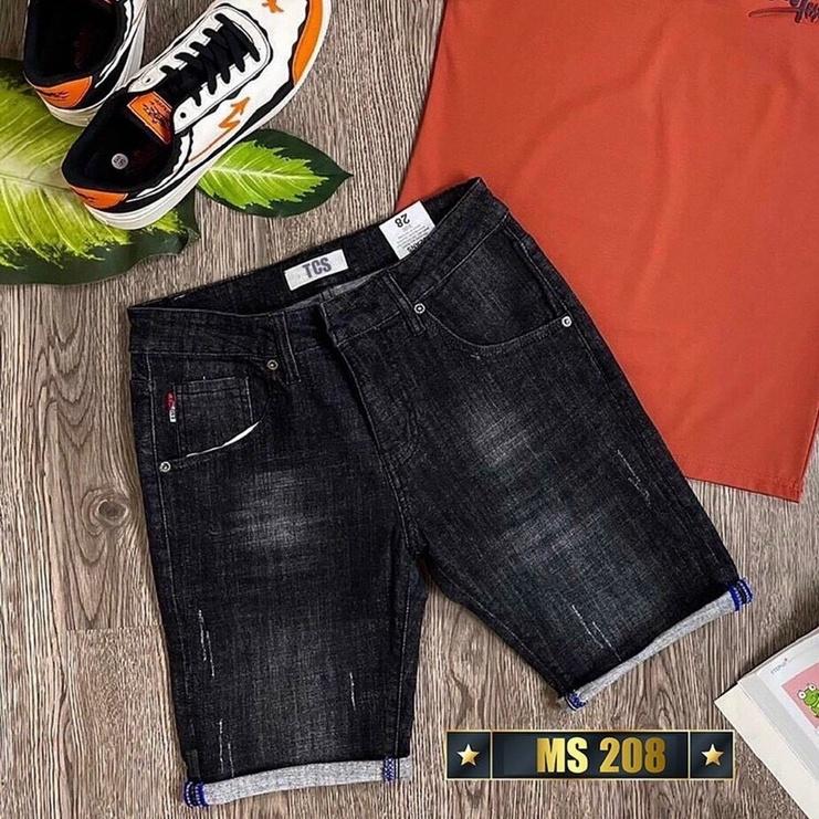 Quần jean nam short ngắn jean co giãn trơn dễ mặc đồ 208