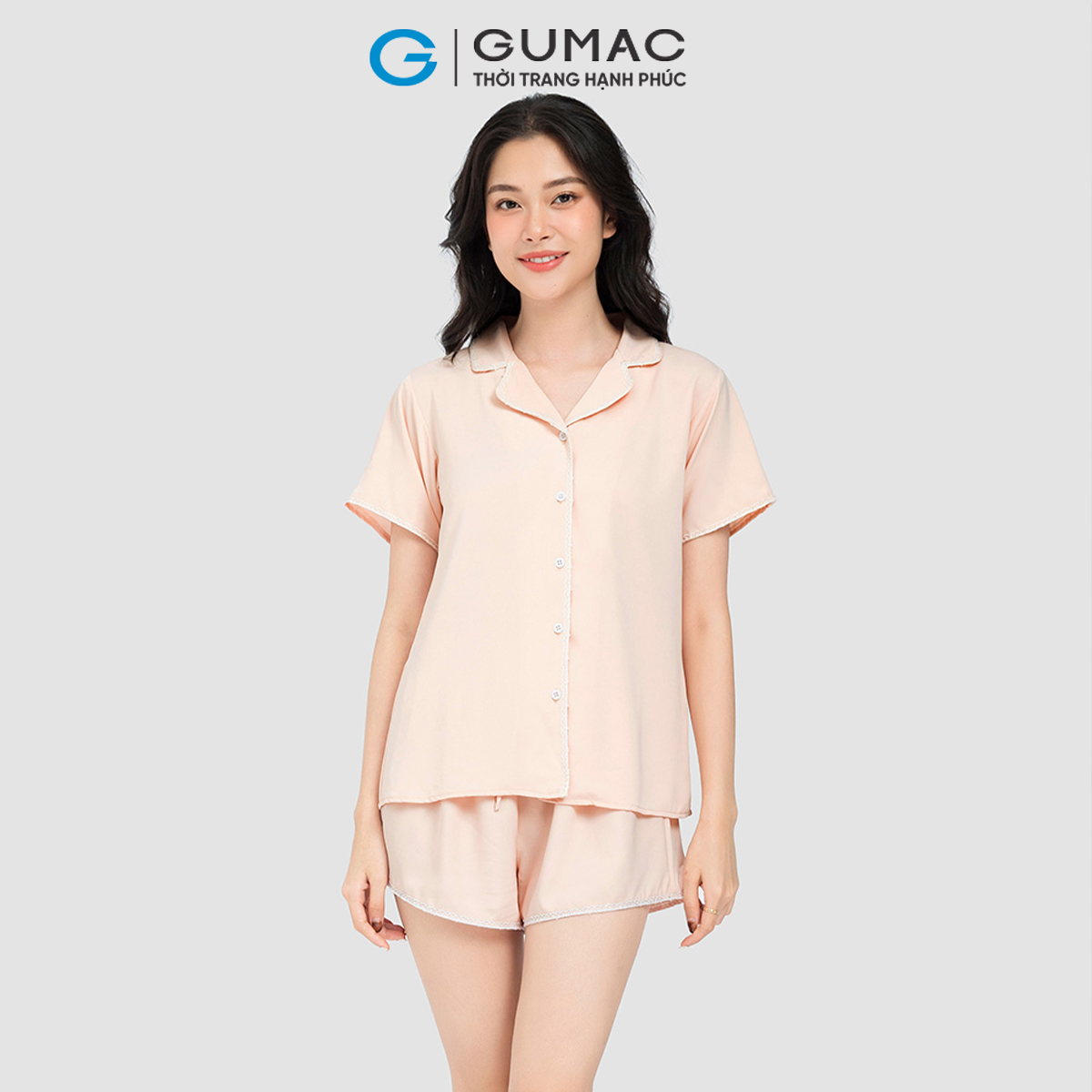 Set ngắn phối đăng ten thời trang GUMAC SC10061