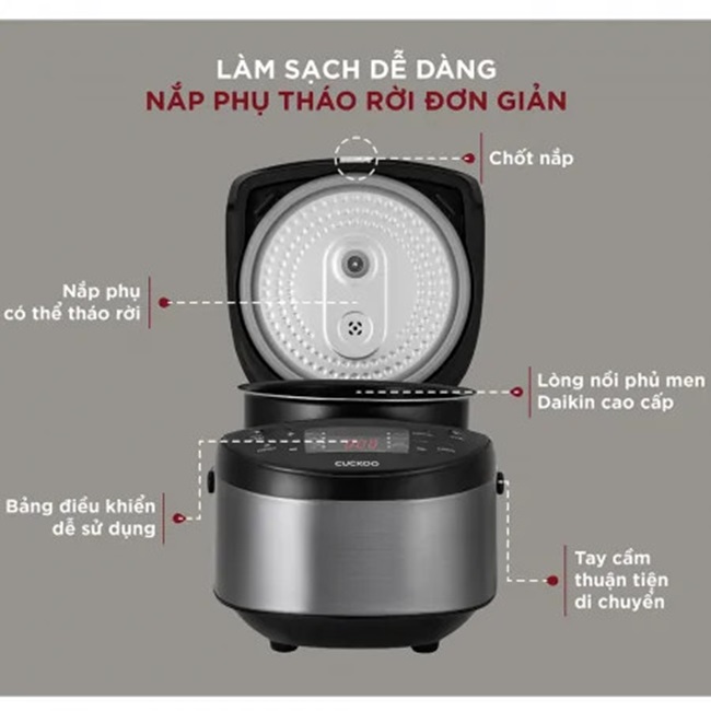 Nồi cơm điện tử Cuckoo 1.08L CR-0680F đa chức năng, thiết kế hiện đại - Bảo hành 2 năm - Hàng chính hãng Cuckoo