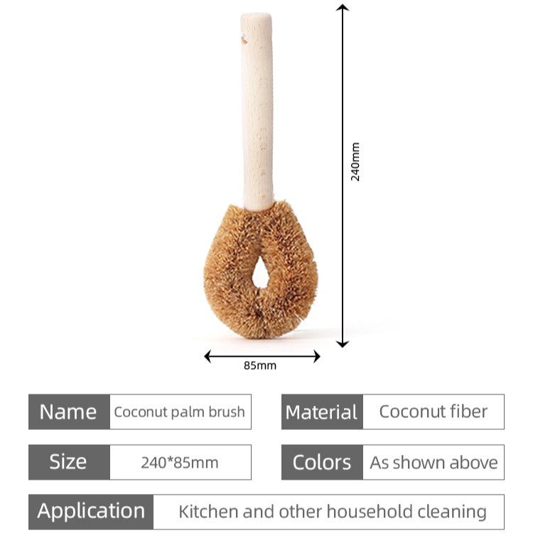 Bàn Chải Rửa Xoong Nồi Xơ Dừa Tự Nhiên ECODEALS - Cán gỗ chống mốc, Xơ dừa an toàn bề mặt mọi loại nồi