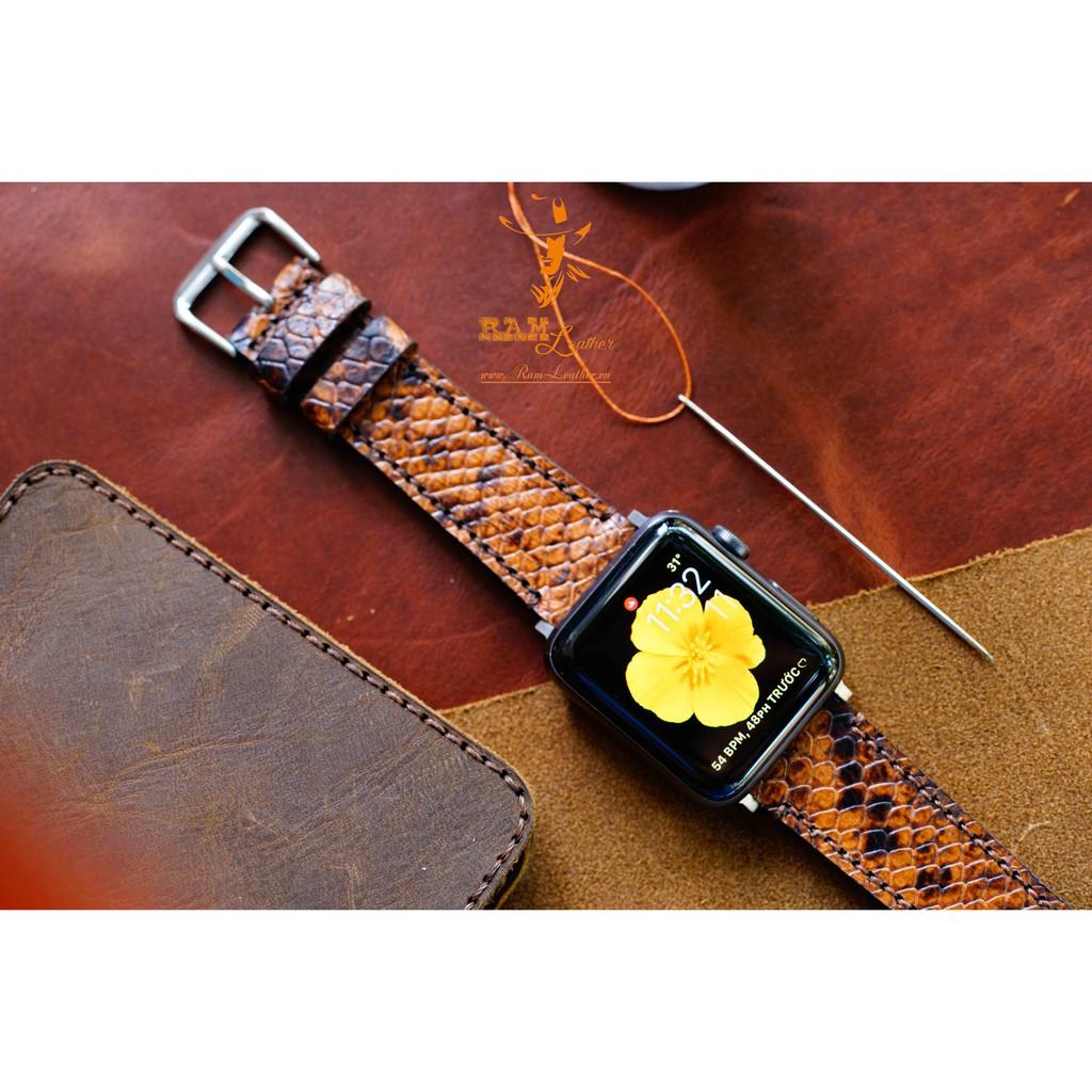 DÂY APPLE WATCH DA THẬT RẰN RI VÀNG - RAM LEATHER-ĐỦ SIZE APPLE WATCH 38/40 , 42/44