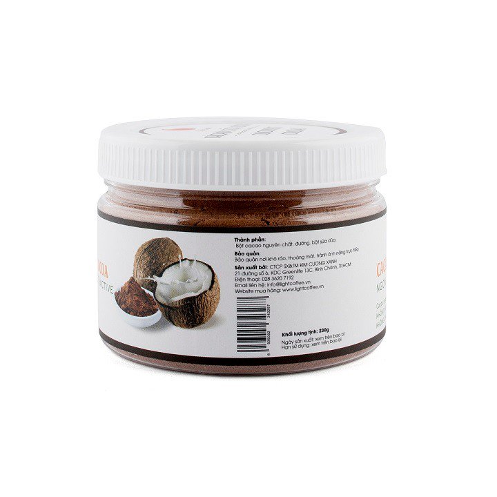 Cacao sữa dừa 3in1 thơm ngon , dạng hũ dễ bảo quản Light Cacao - 230g