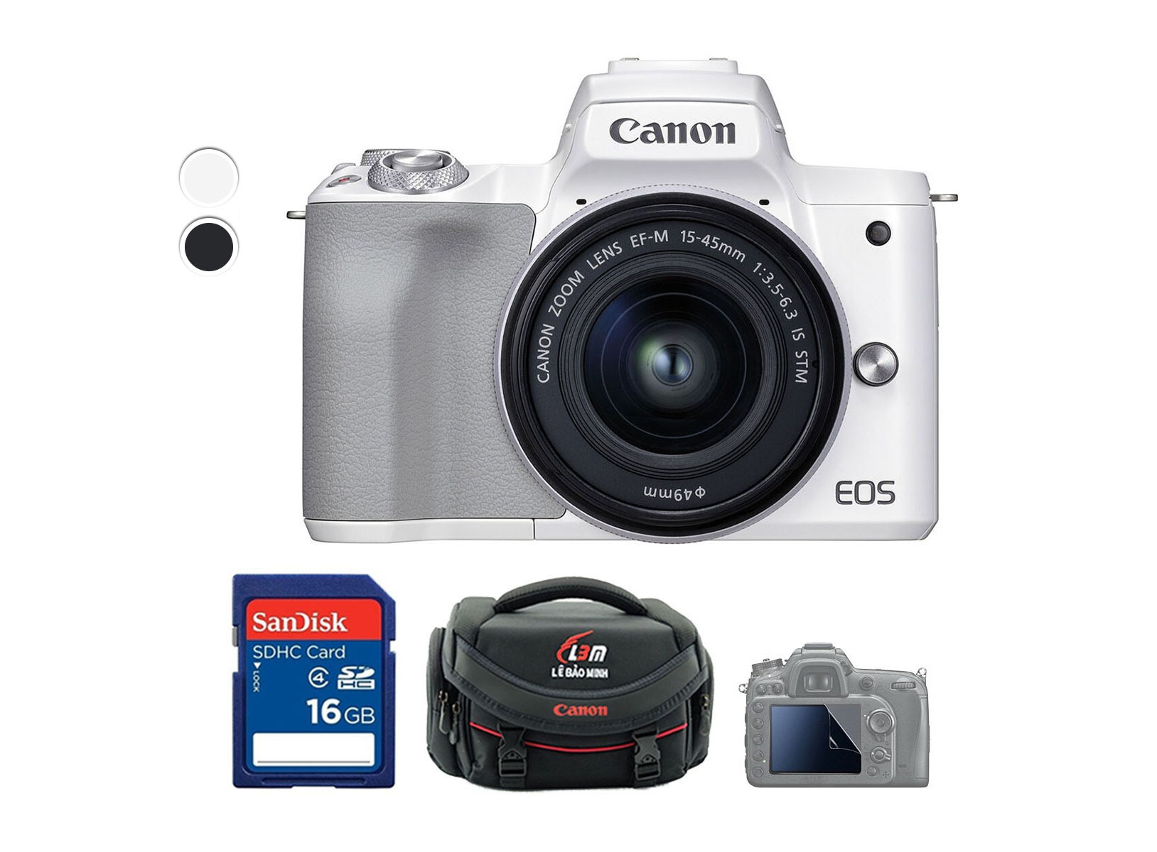 Canon EOS M50 Mark II + Kit 15-45mm (Đen/Trắng) (Hàng Chính hãng Lê Bảo Minh)