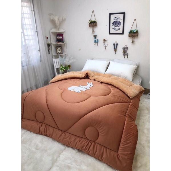 Chăn lông thỏ thêu happiness 2mx2m3