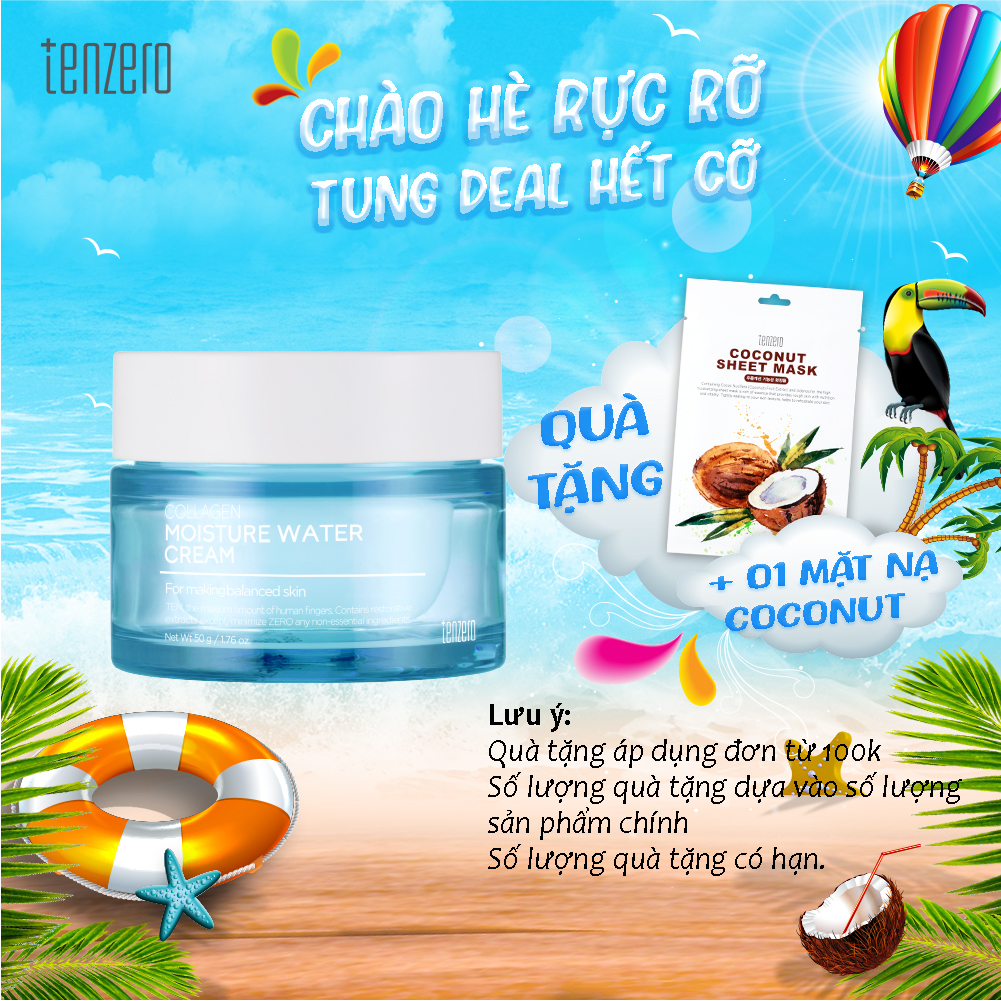 Kem Dưỡng Ẩm Sáng Da, Chống Lão Hóa, Săn Chắc Tenzero Collagen Moisture Water Cream 50g