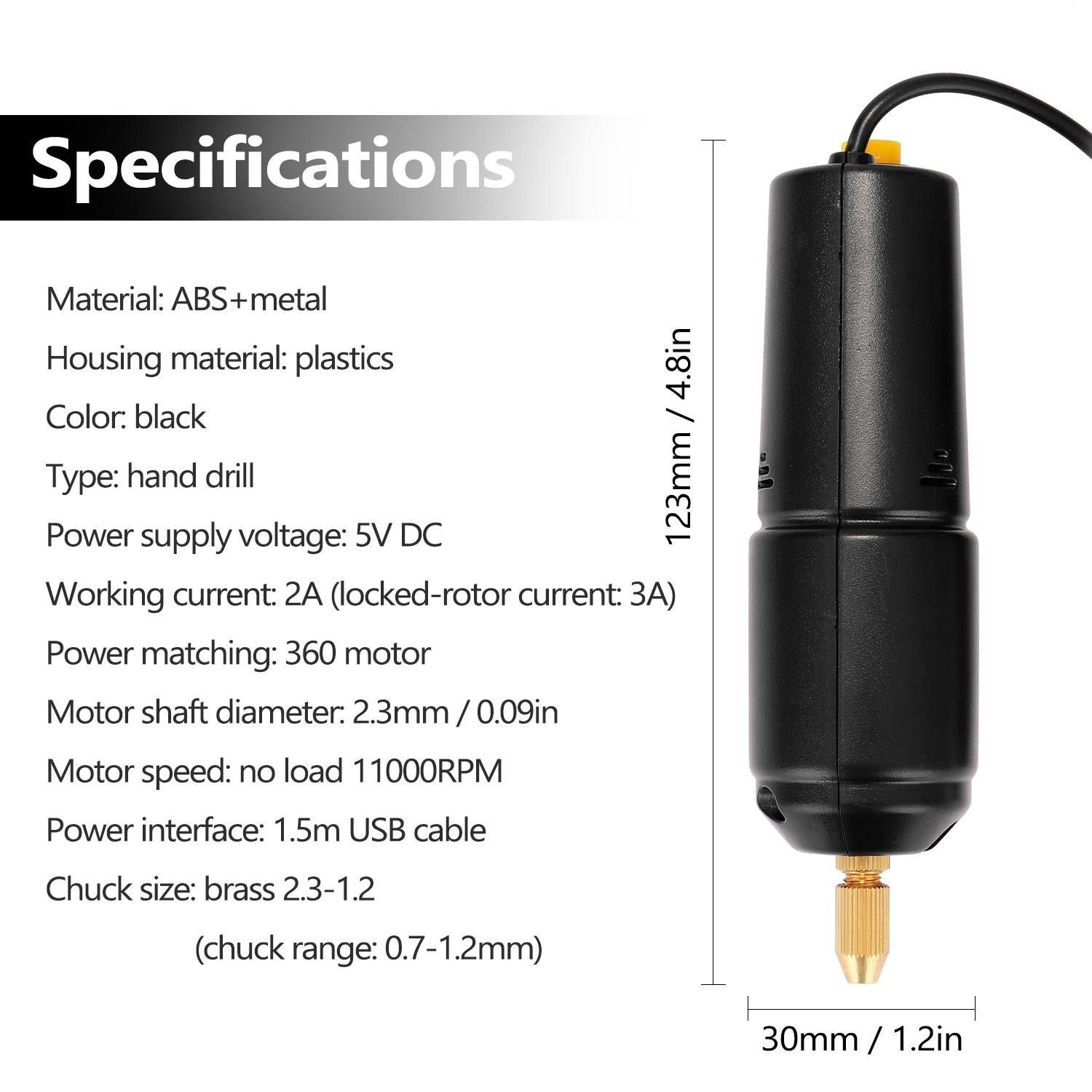 Z-U36 Mini Handheld Electric Drill USB Puncher 5V Power Small Grinding Tool for Jewelry Pearl Resin DIY