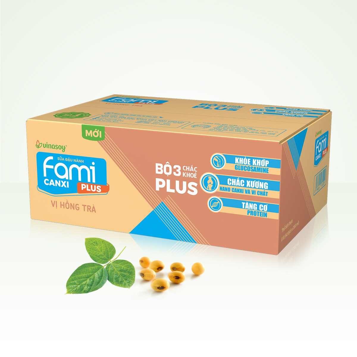 Thùng sữa đậu nành Fami Canxi Plus vị hồng trà bịch