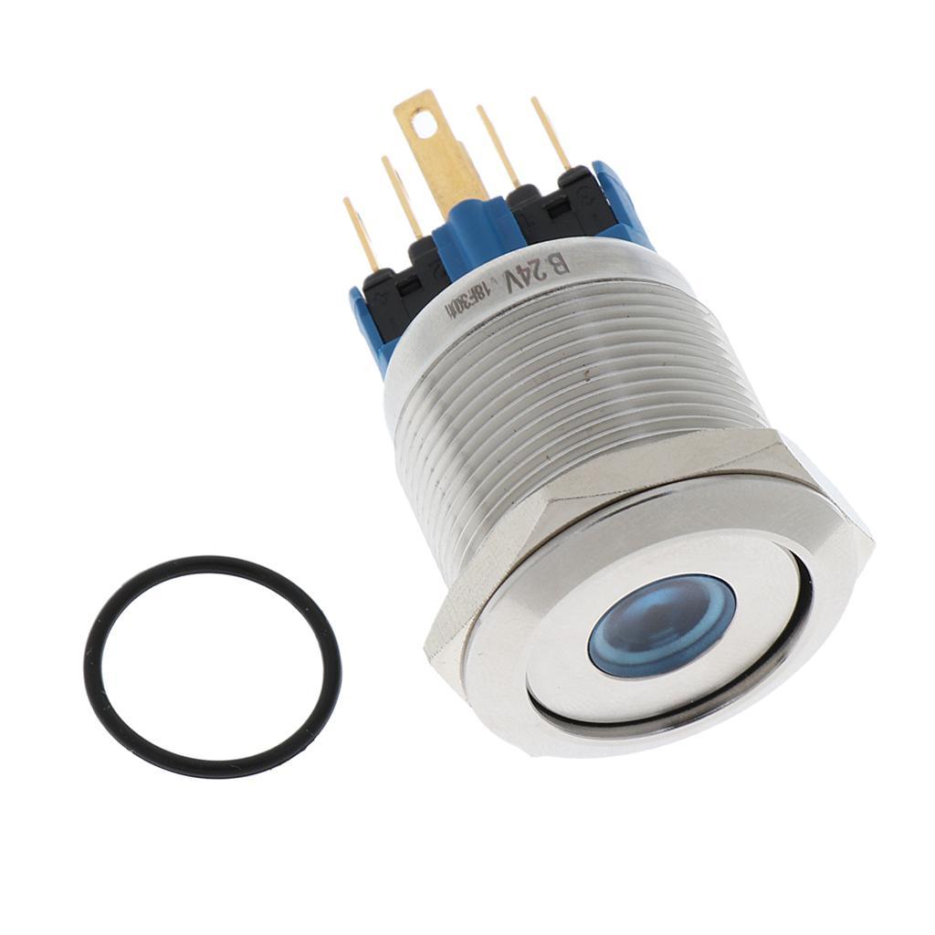 22mm Button Stainless Steel 1no 1nc Pressure Switch with LED Light 24v