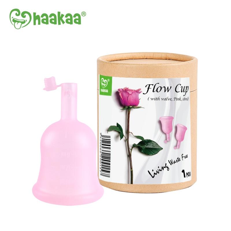 Cốc nguyệt san có van Flowcup Haakaa. Chất liệu silicone cao cấp. Không chứa BPA, PVC và phthalate. Mềm mại, tiết kiệm, thay thế băng vệ sinh hoàn hảo