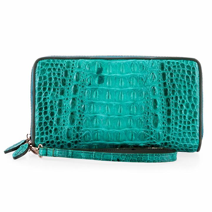 HC3724 - Ví nữ Huy Hoàng da cá sấu nhiều ngăn màu xanh lá