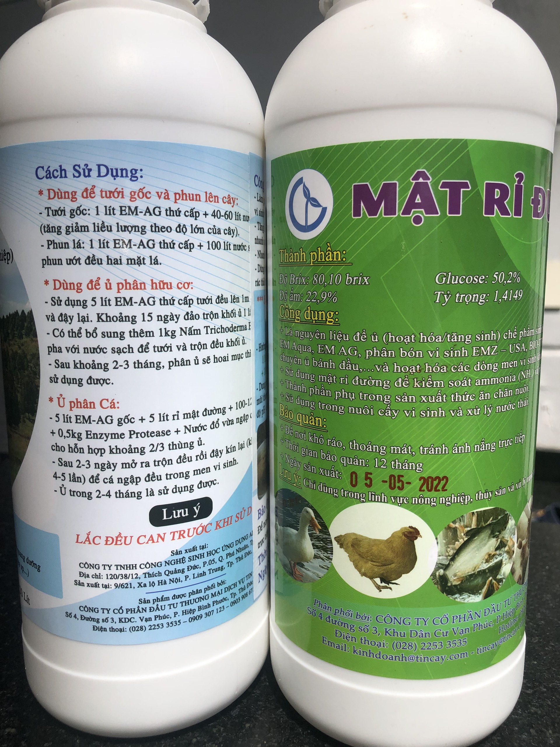 Combo 1 lít EM Gốc và 1 lít mật rỉ chuyên dùng trong nông nghiệp (Chế Phẩm Sinh Học EM AG)