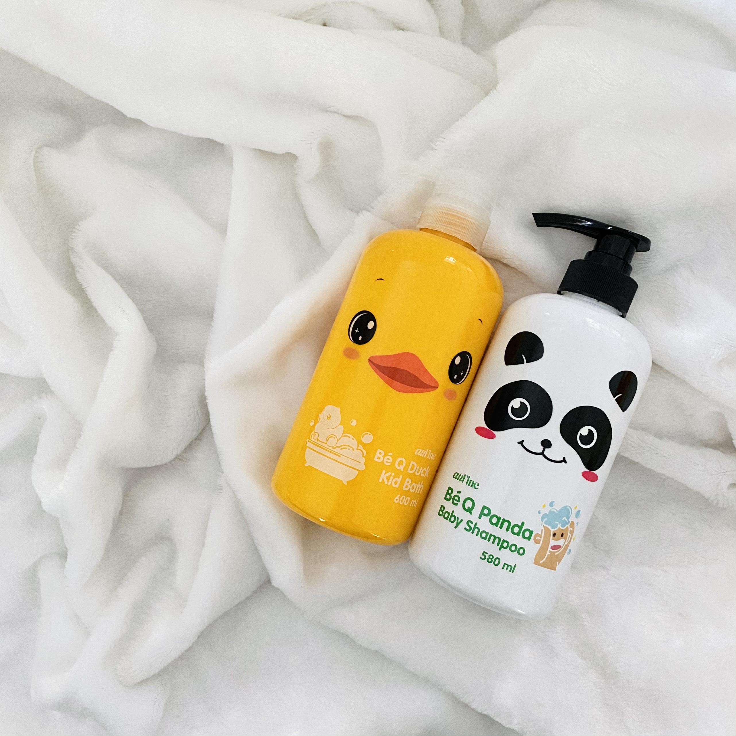 AuFine Dầu gội trẻ em Bé Q Panda 580ml + Sữa tắm trẻ em Bé Q Duck 600ml