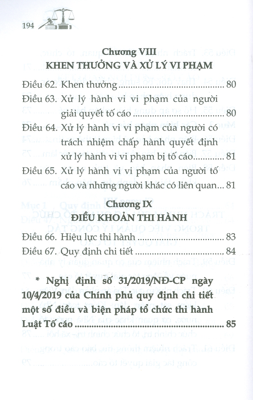 Luật Tố Cáo Và Văn Bản Hướng Dẫn Thi Hành