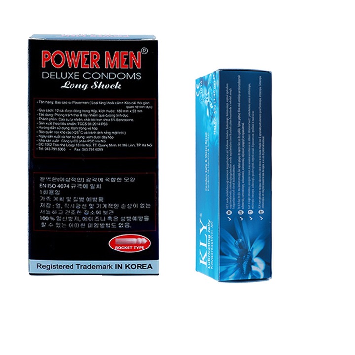 Bao cao su Powermen Cá ngựa 12 cái  và 42gr Gel bôi trơn KLY