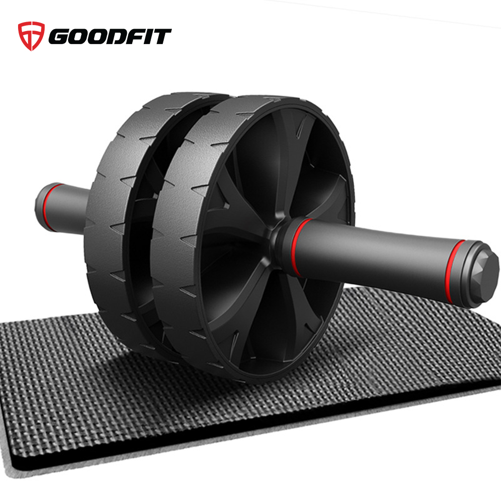 Con lăn tập bụng, con lăn tập cơ bụng 2 bánh GoodFit tay cầm lõi thép chịu tải 150kg, tập gym, tập thể dục tại nhà Goodfit GF602AB