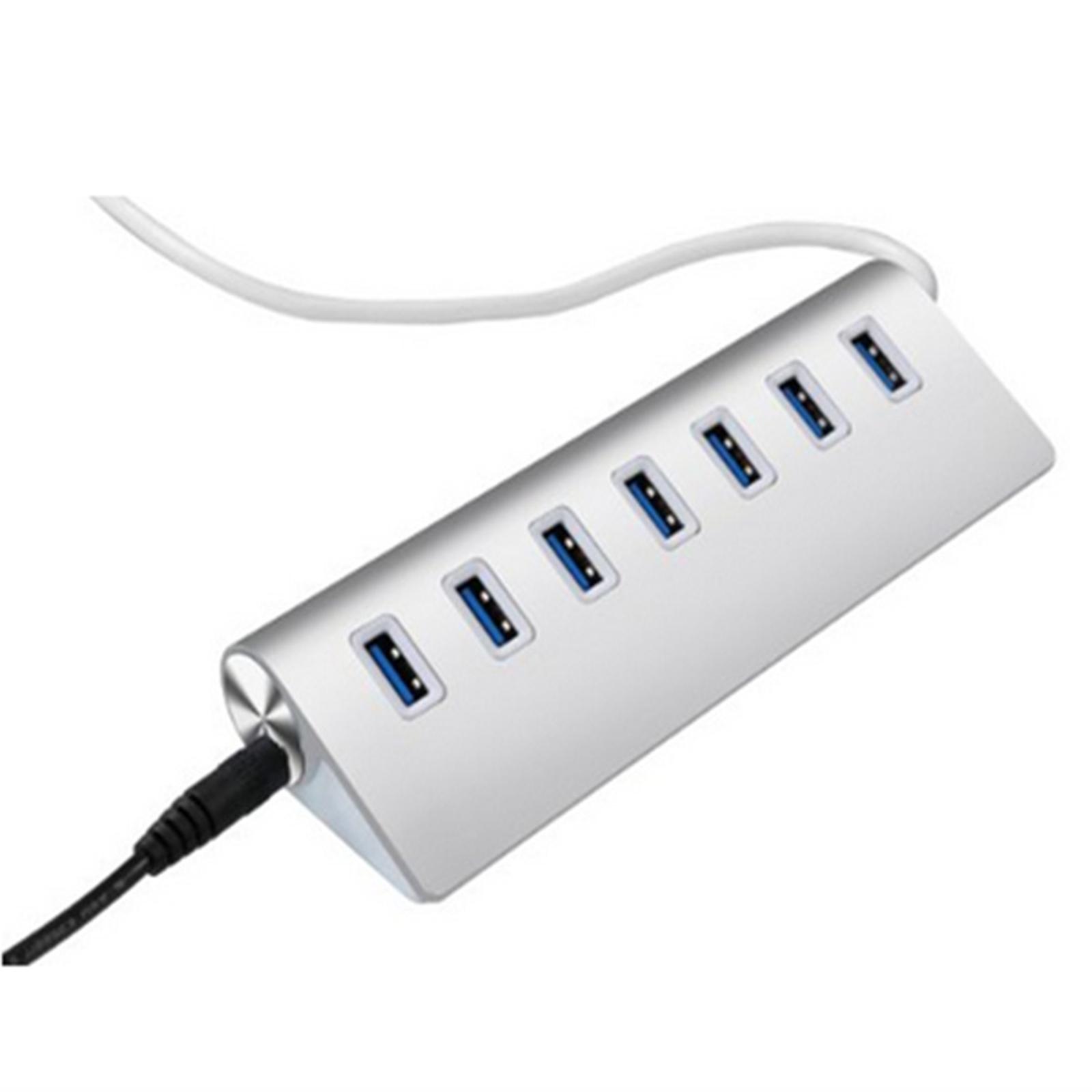 USB HUB 3.0 Splitter 7 Port with Universal 5V AC Adapter for PC Flash Drive
