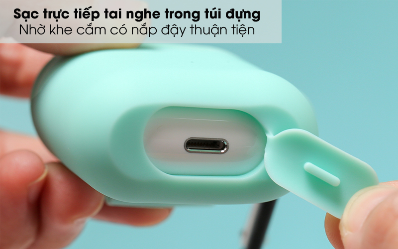 Túi Đựng Cốc Sạc Cho Tai Nghe Silicon Nhiều Màu Có Móc Khóa