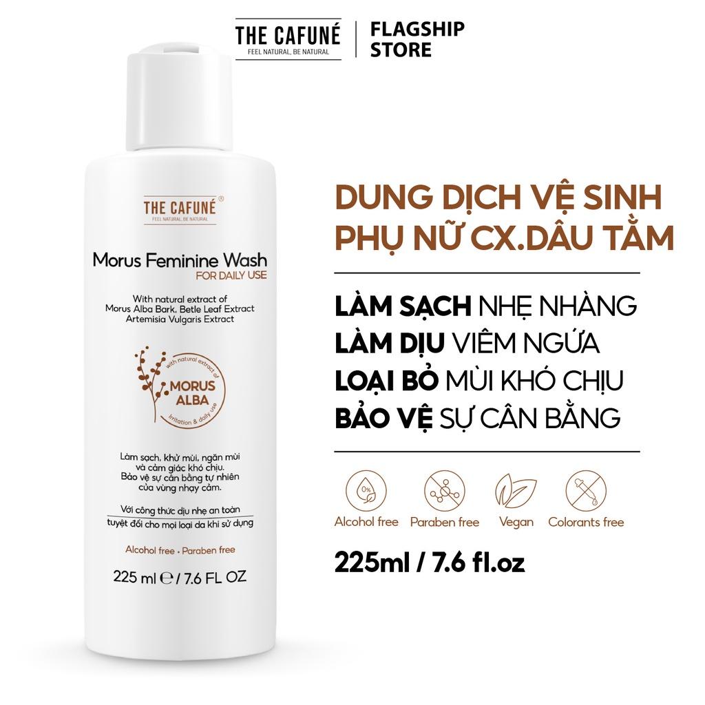 Dung Dịch Vệ Sinh Phụ Nữ Morus Feminine Wash The Cafuné, Chiết Xuất Dâu Tằm, Dưỡng Ẩm, Ngăn Mùi, Ngừa Khuẩn 225ml