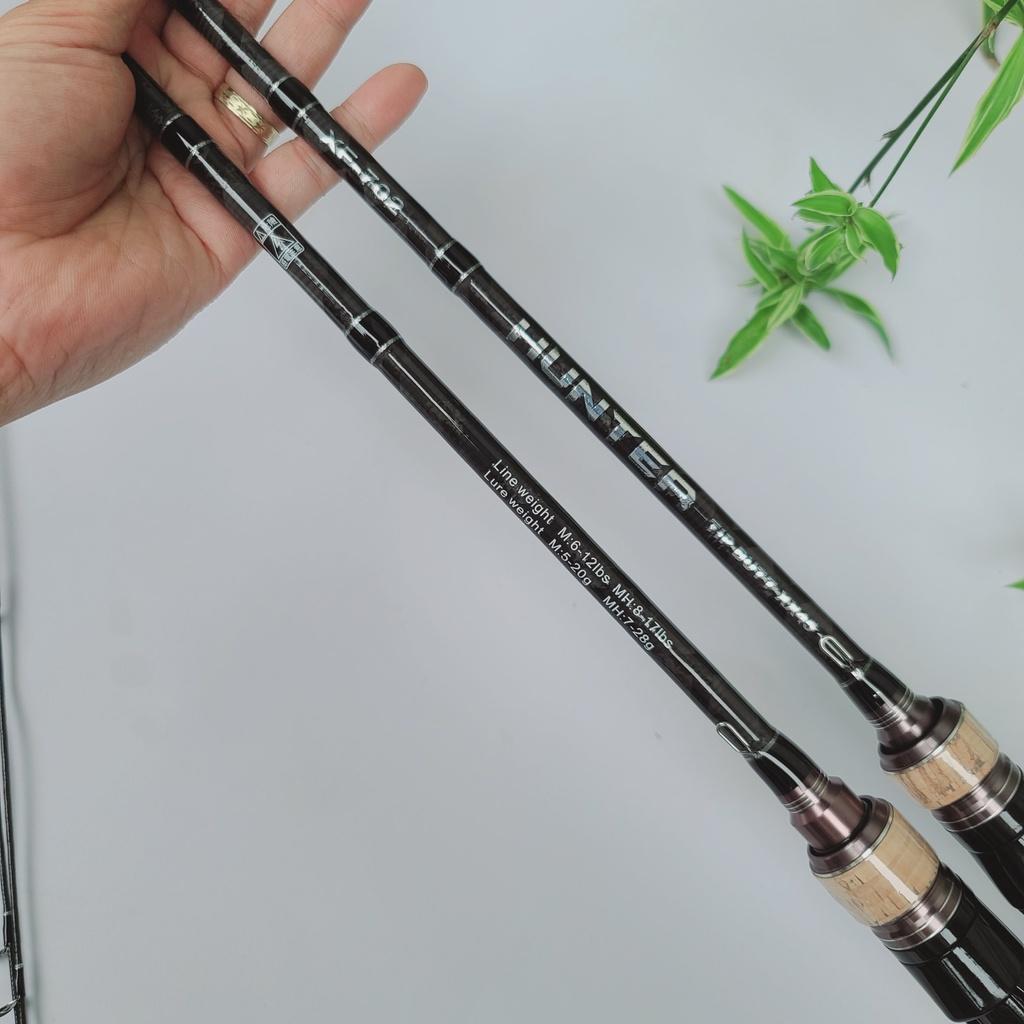 Cần câu lure 2 khúc Hunter carbon xoắn X toàn thân ngọn M và MH phukiencaulure25 cần câu lure chất lượng cao