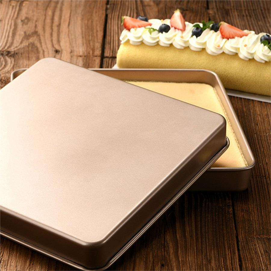 Khuôn bánh cuộn hình vuông khay nướng bánh chống dính vàng cao cấp 28 cm - TRAYVUONG280