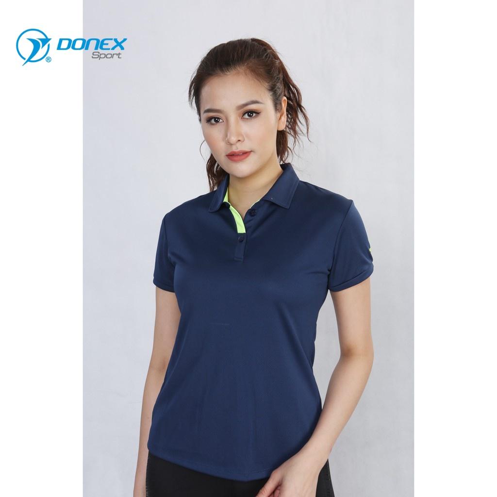 Áo Thể Thao Nữ Có Cổ DONEXPRO Form Regular-fit, Tôn Dáng Khỏe Khoắn, In Logo Phần Tay Áo AC-3348