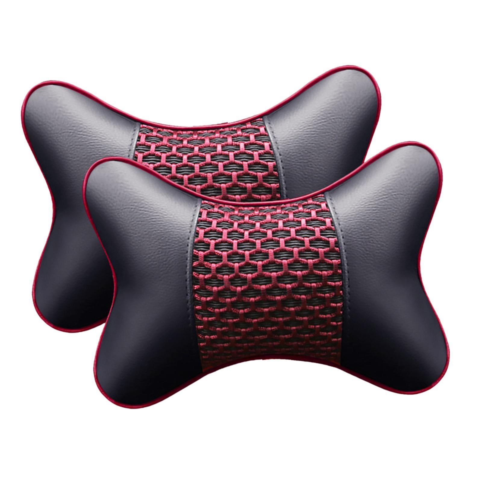 2 Headrest Artificial Leather Comfortable Car Pillow for Living Room
