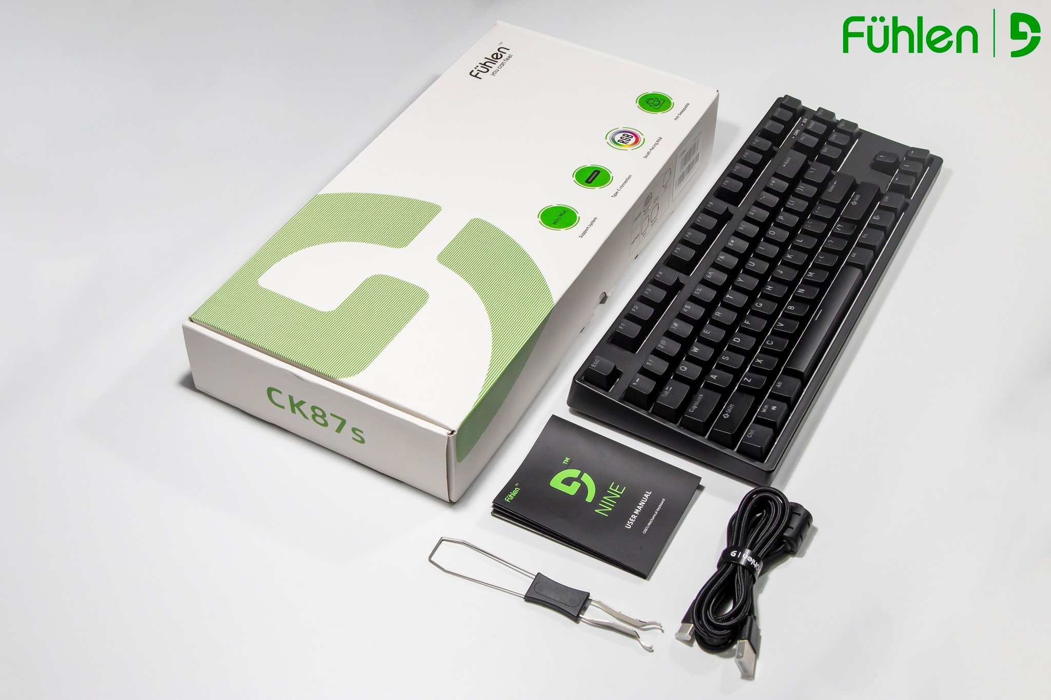 Bàn phím cơ gaming Fuhlen CK87S red switch, hot swap, led RGB, chỉnh app- Hàng chính hãng