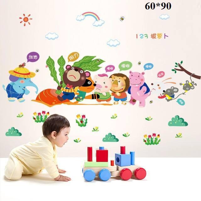 Decal dán tường cuộc chiến nhổ cà rốt