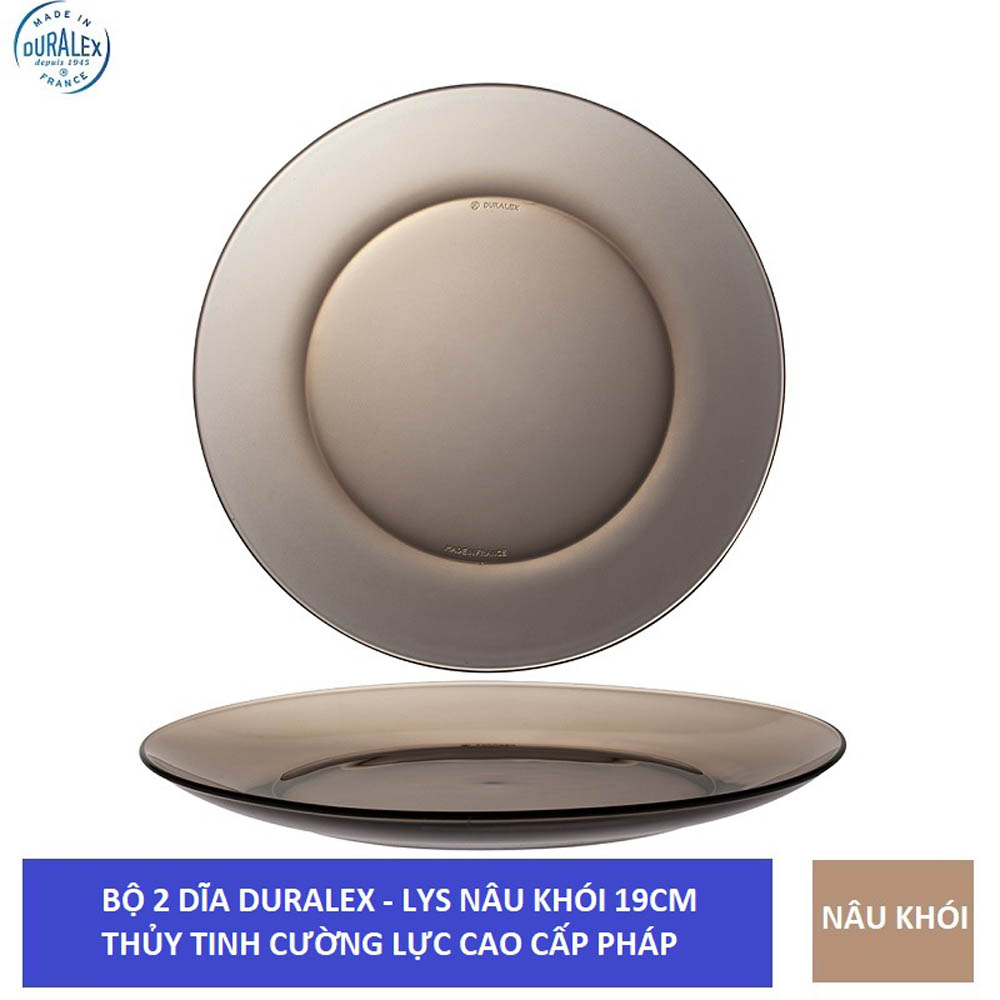 Bộ 2 dĩa D3008F Duralex - Lys Xanh Saphir 19 cm Thủy tinh cường lực cao cấp Pháp