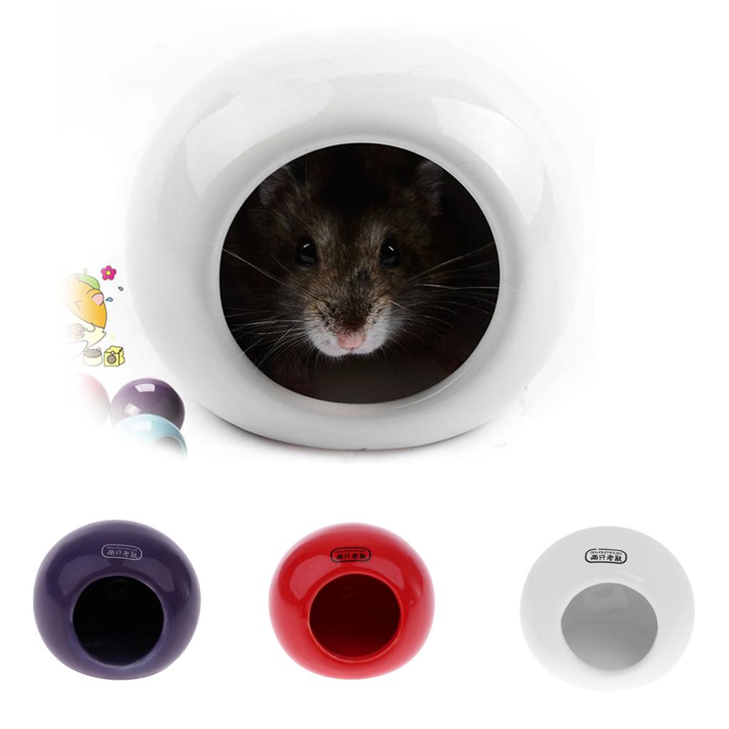 Small Animal Ceramic Sleep Bed Hamster House Cage Nest Bird Ferret Purple