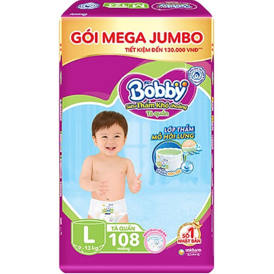 TÃ QUẦN BOBBY JUMBO SIZE L108 MIẾNG