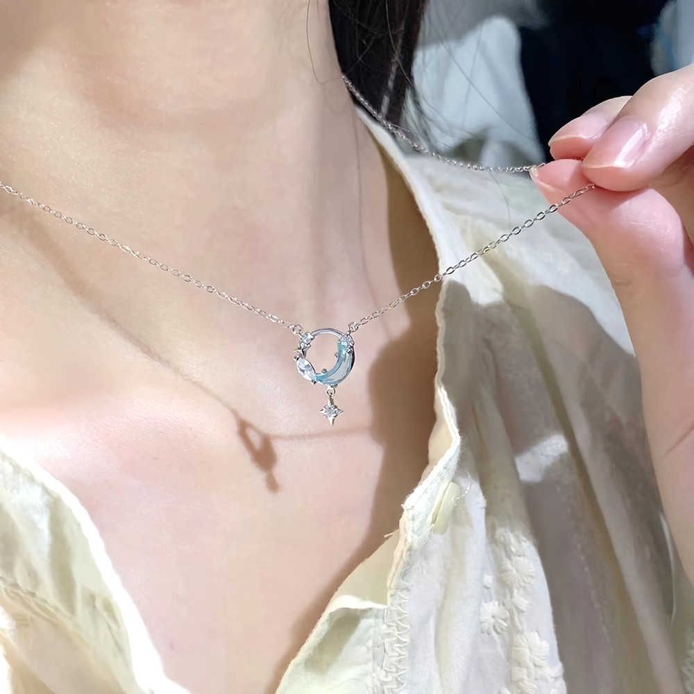 Hình ảnh Dây Chuyền Bạc 925 Đá Moonstone Đổi Màu Bạc Hiểu Minh DMD537