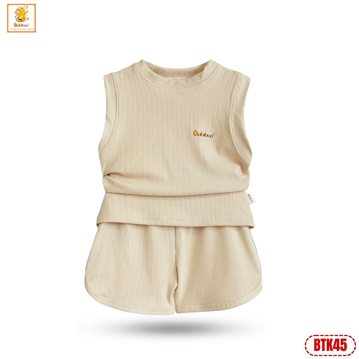 Đồ bộ bé trai Babiboo bộ sát nách viscose gân tăm co dãn, mịn mát BTK45