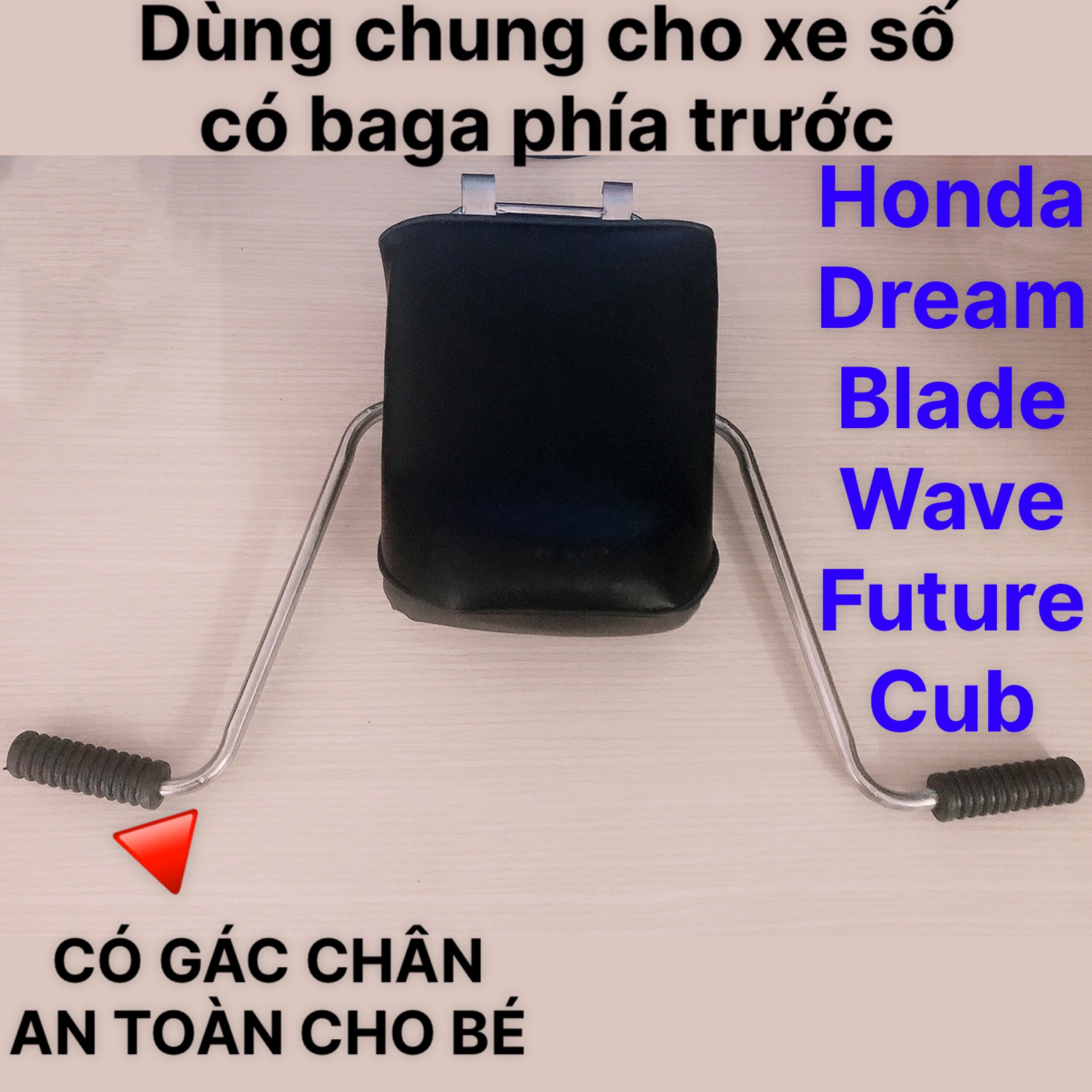 Ghế ngồi xe máy Xe Số, Yên Nệm, Không Tựa,Có Gác Chân,An Toàn Cho Bé