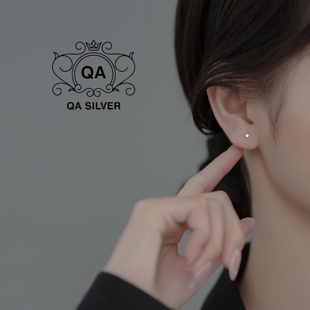 Khuyên tai bạc 925 đinh tán tròn nam nữ bông nụ dày tối giản S925 MINIMAL Silver Earrings QA SILVER EA211202