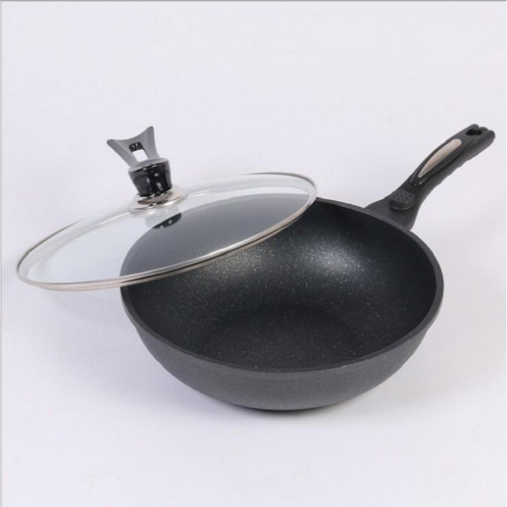 Chảo Chống Dính Vân Đá Siêu Bền Coopia Hàn Quốc Sâu Lòng Có Nắp Kính Size 32cm