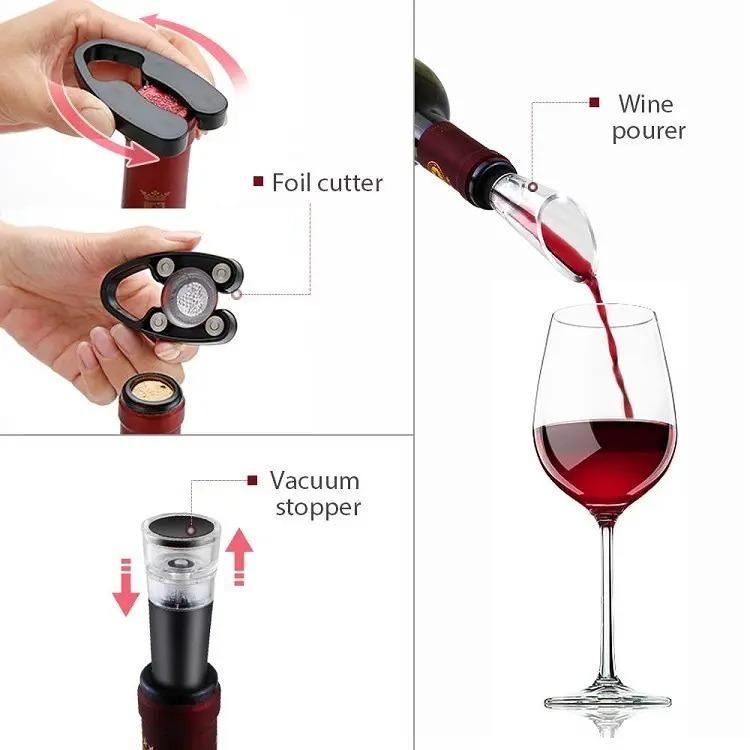 Bộ Mở Rượu Vang 4 Trong 1 Pin Sạc>>Hàng Cao Cấp>>Quà Tặng Tết Sang Trọng Mẫu Mới