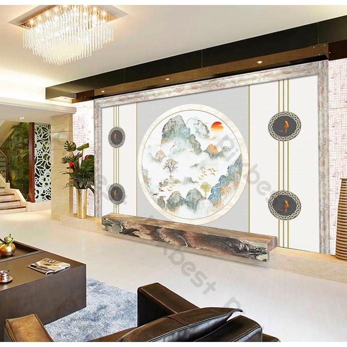 Tranh phong cảnh núi non hùng vĩ,Tranh 3d dán tường hiện đại trang trí phòng khách phòng ngủ MS1250976