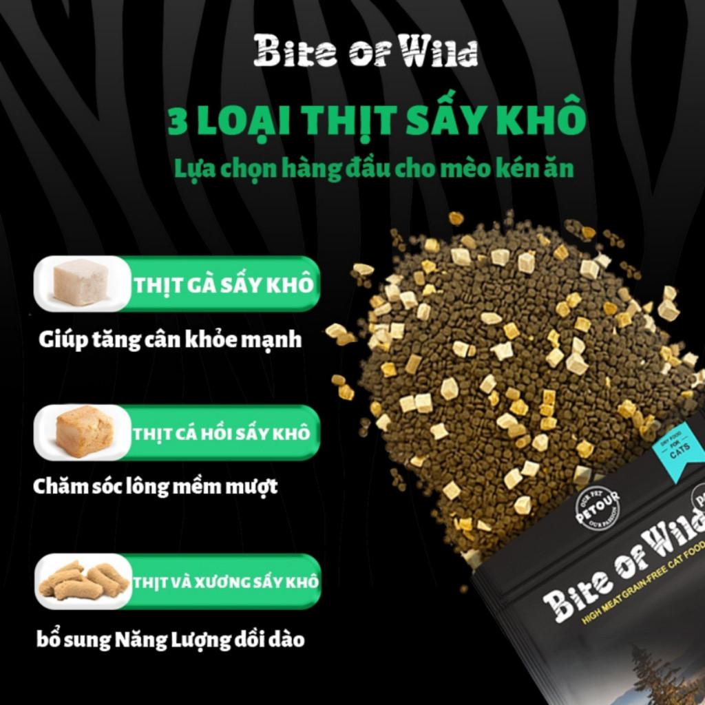 Thức ăn cho mèo Bite of Wild gói 300g không ngũ cốc, 92% thành phần thịt, hạn sử dụng 18 tháng