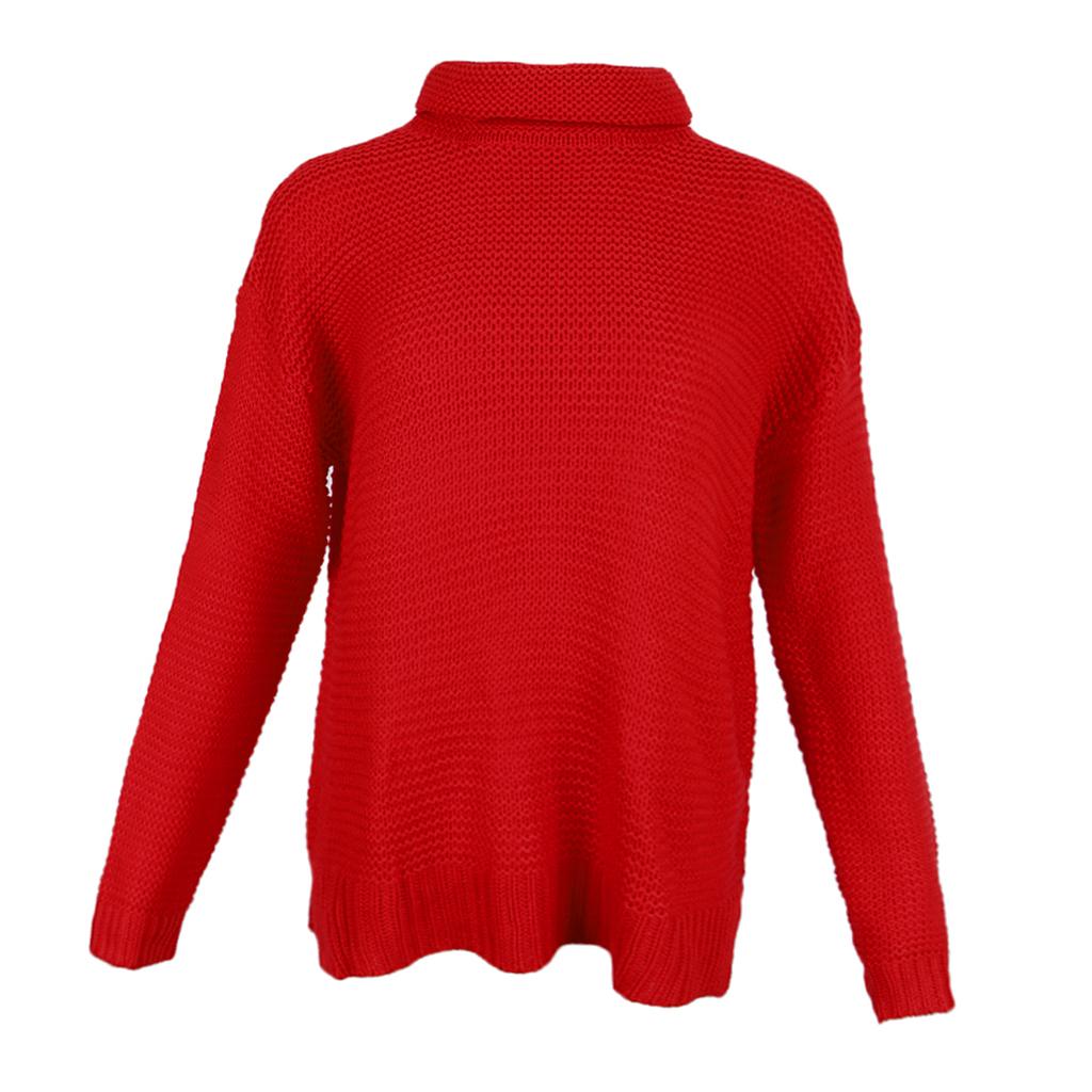 Women's Casual High Turtleneck Chunky Knit Sweater Oversized Pullover