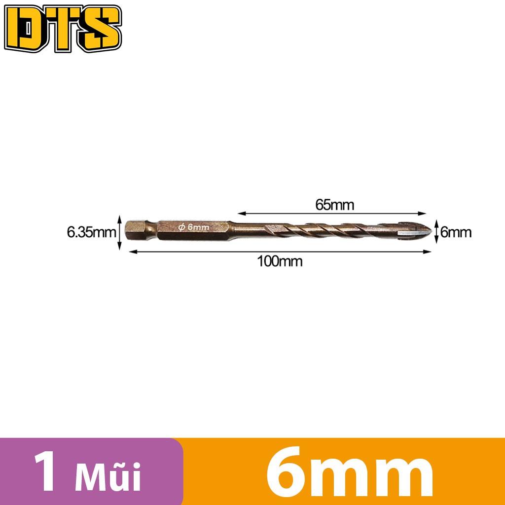 Mũi khoan đa năng 4 cạnh chân lục giác mũi thép hợp kim Cacbua, khoan kính, thủy tinh, gốm, gạch ốp lát, đá hoa cương