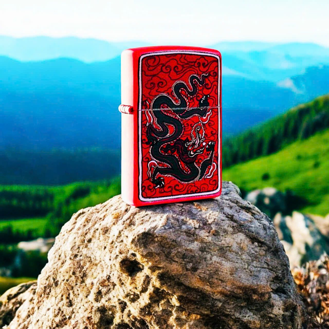 Bật lửa Zippo Year of the Dragon - Phiên Bản 12 Con Giáp (Tuổi Thìn) Thiết Kế Việt Nam, Sơn Tĩnh Điện Đỏ May Mắn Chính Hãng