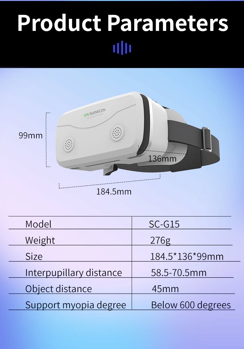 Kính Thực Tế Ảo VR Box Chính Hãng VR Shinecon SC-G15 Xem Film 3D Siêu Nhẹ Dùng Cho Điện Thoại Từ 4.7 - 7 Inches - Hàng Chính Hãng