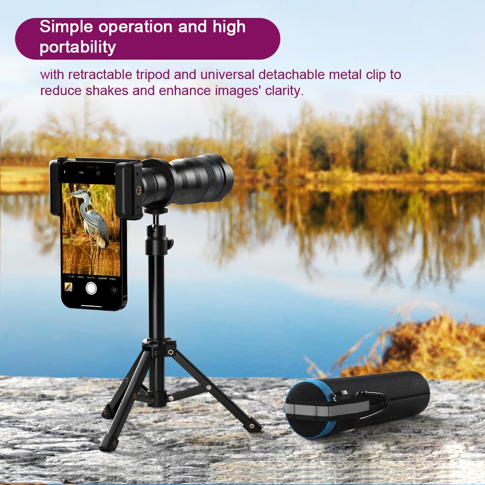 Portable Universal Clip-on Type External Telephoto Lens 36X Optical Magnification Mobilephone Lens Multifunctional Auxiliary Tool for Daily Photography